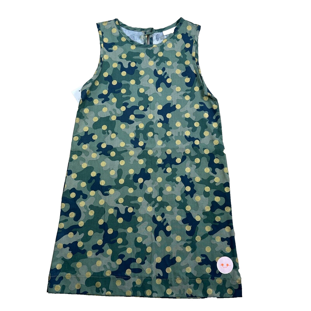 Smiling Button Girls Size 10 Green Camo Gold Polka Dot Tunic Dress New